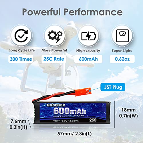 3.7V 600mAh Lipo Battery with JST Plug for RC Drone Quadcopter K111