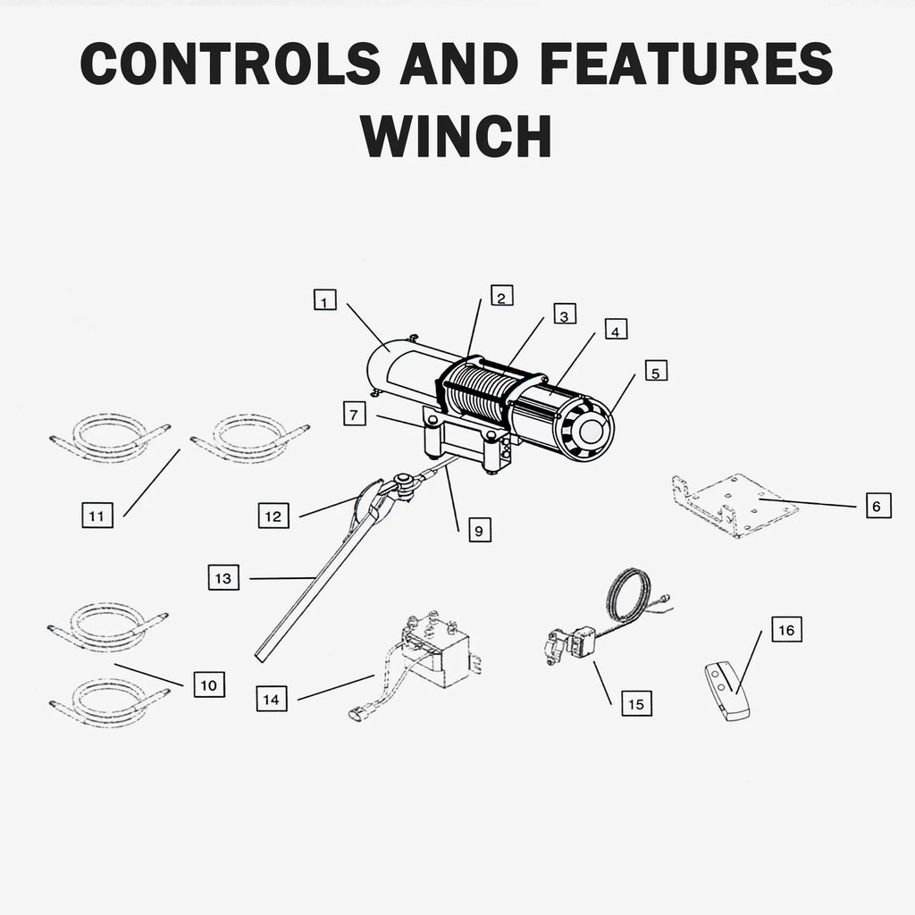 Electric Winch with 15m Synthetic Rope, 12V DC for Truck ATV SUV Towing K979