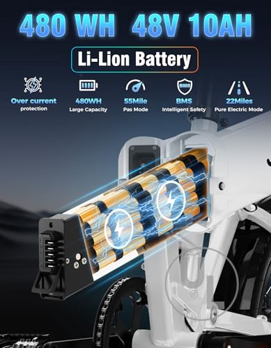 Folding Electric Bike for Adults, 1200W Peak Motor, 28MPH Max Speed, 48V 10AH Removable Battery, 20" Fat Tire M840673