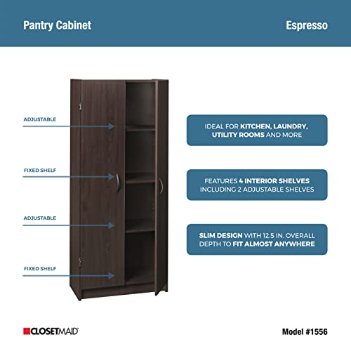 Pantry Cabinet with 2 Doors and Adjustable Shelves, White D388846