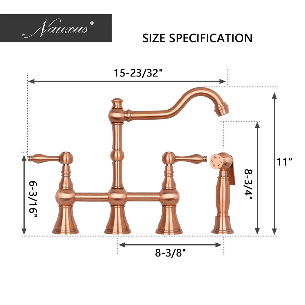 Copper Bridge Kitchen Faucet with Side Sprayer P36716