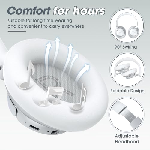 Hybrid Active Noise Cancelling Headphones with Transparent Mode, 70H Playtime, Wireless Bluetooth with Mic, Deep Bass, 3.5mm Cable, Soft Earpads, Fast Charging - Black M65774
