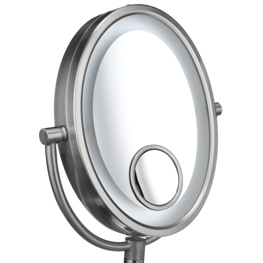 Oval Wall-Mounted Lighted Makeup Mirror with 10X-1X and 15X Spot Magnification W701