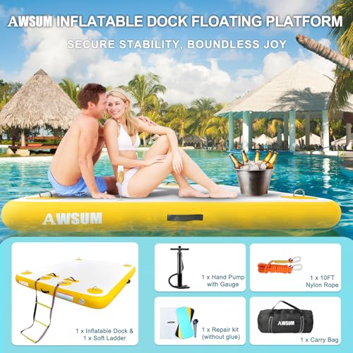 Inflatable Floating Dock Platform for Pool Beach Ocean Y75577