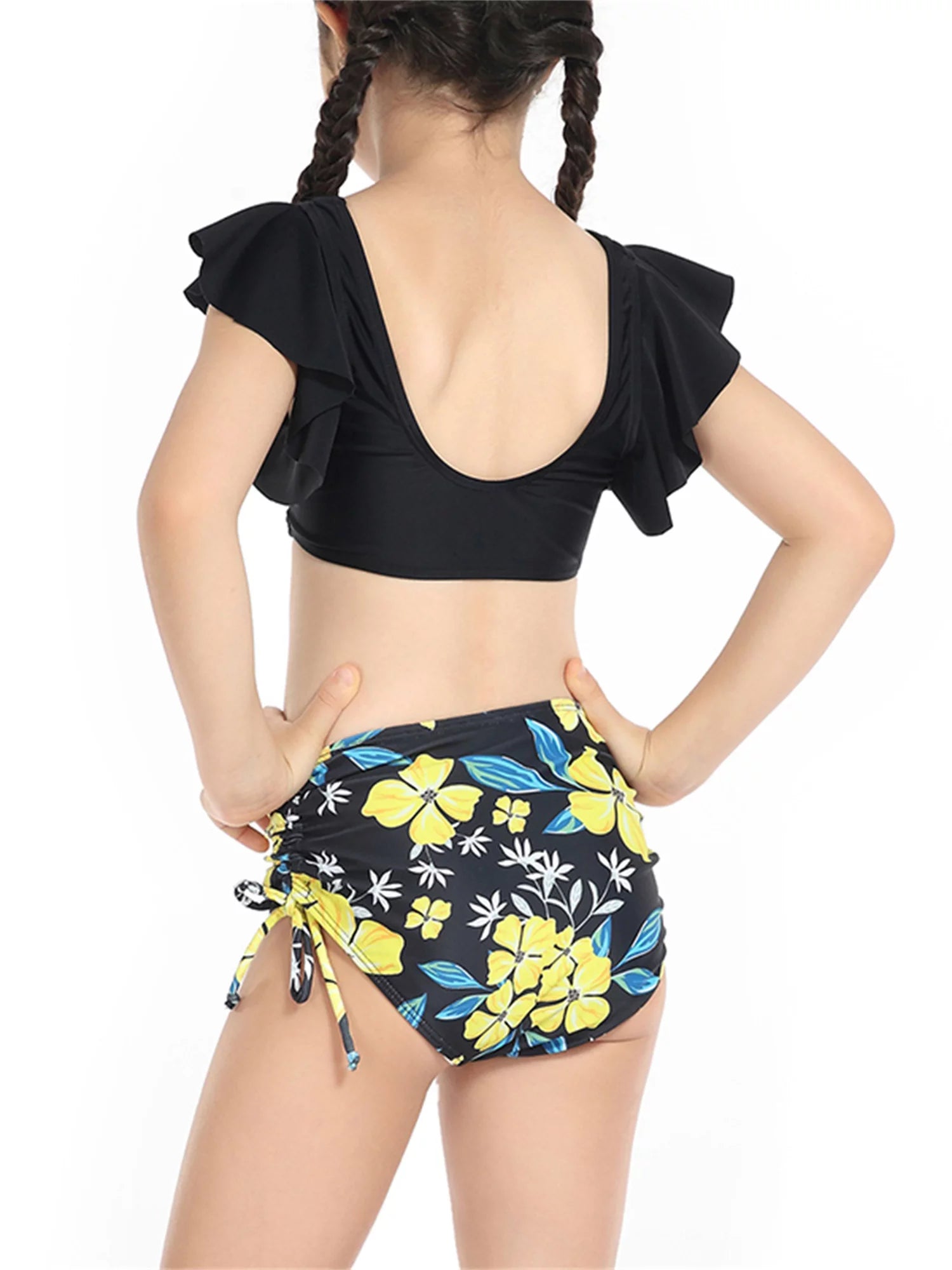 Mommy and Me Swimsuits 2 Piece Bikini Set Print Sleeve Tops and Briefs F443