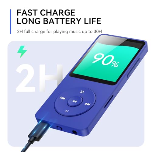 MP3 Player with Bluetooth 5.3, 1.8 Inch Screen, FM Radio, Voice Recorder I138