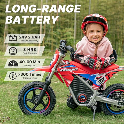Electric Dirt Bike for Kids Aged 4-8, 350W Brushless Motor, 14'' Off-Road Tires, Blue J66927