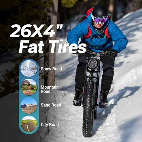 Electric Bike for Adults, 26" Fat Tire, 500W, 25 MPH H61396