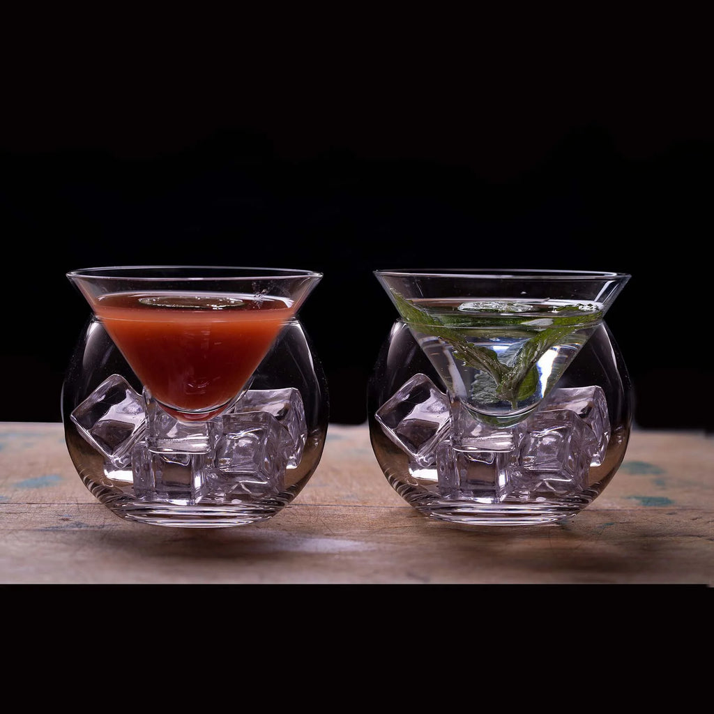 Stemless Martini Glasses with Chiller, Cocktail Glass Set of 4 M912
