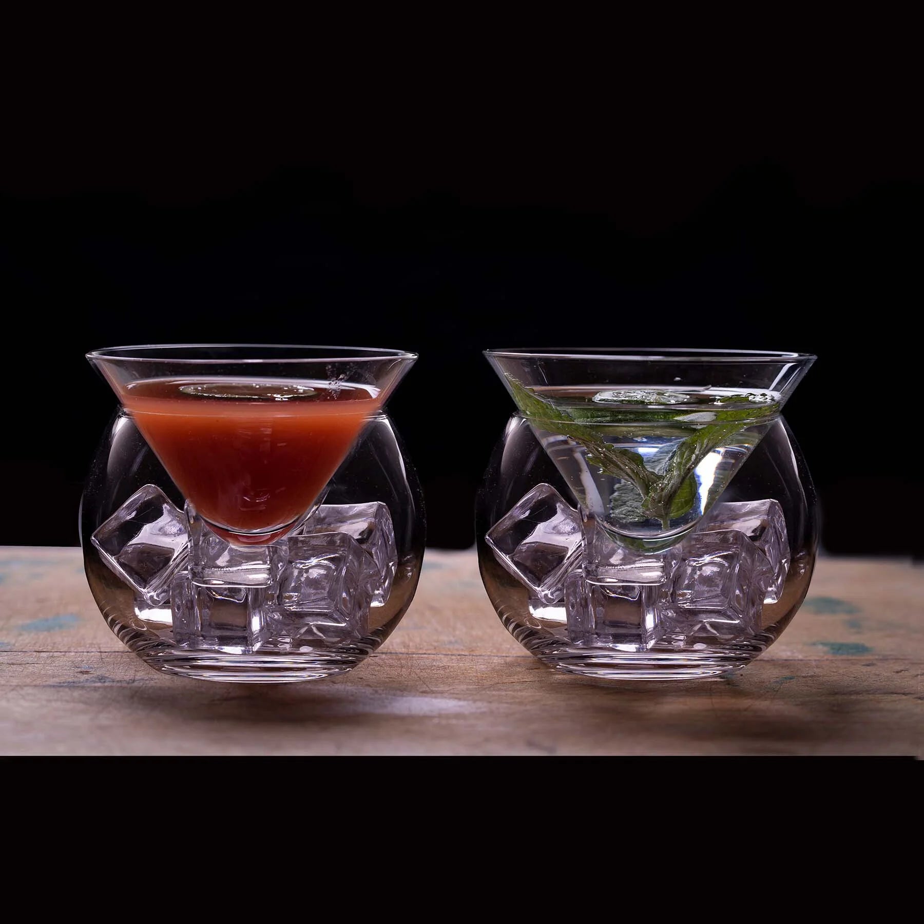 Stemless Martini Glasses with Chiller, Cocktail Glass Set of 4 M912