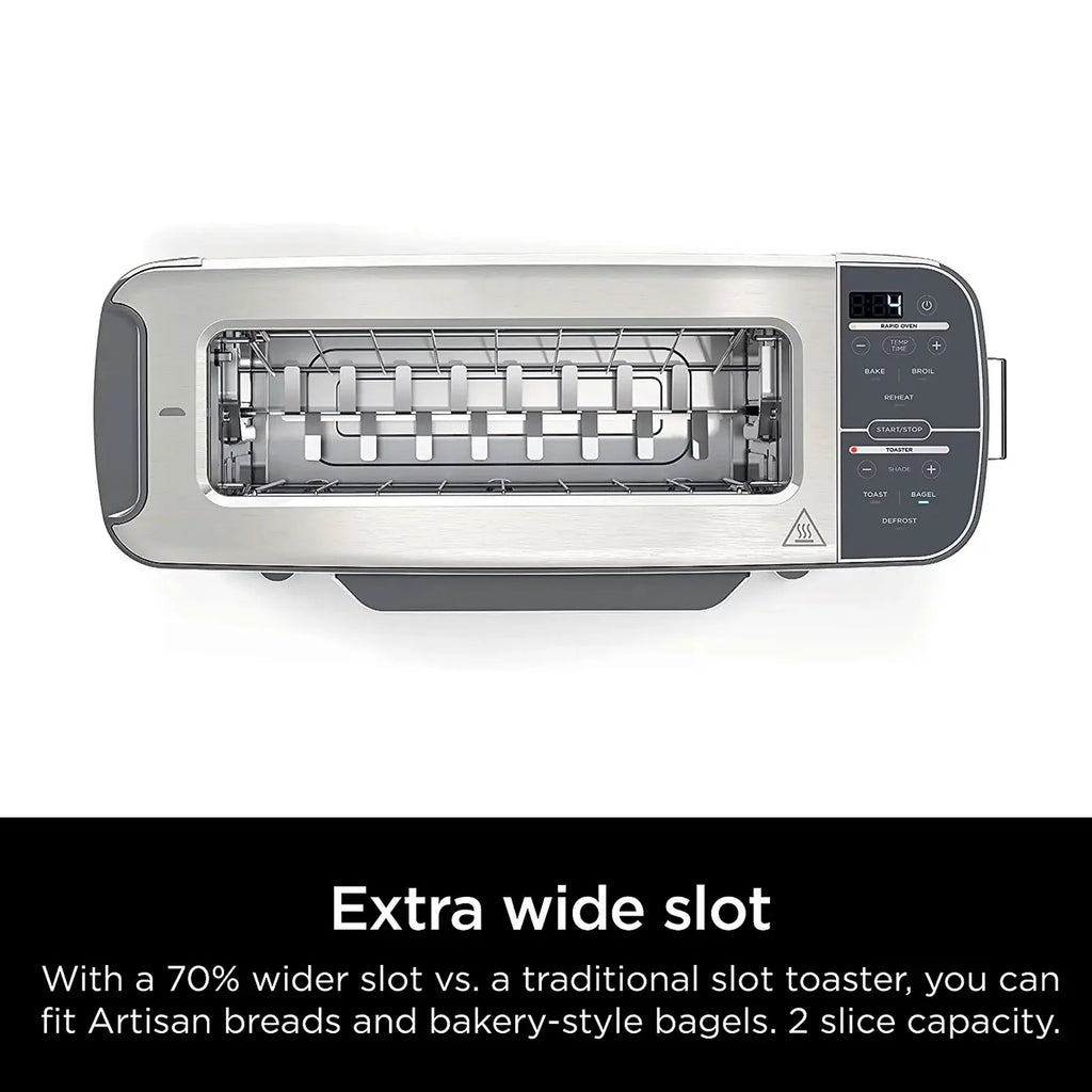 2-in-1 Flip Toaster Oven, Compact 2-Slice, Stainless Steel A284354