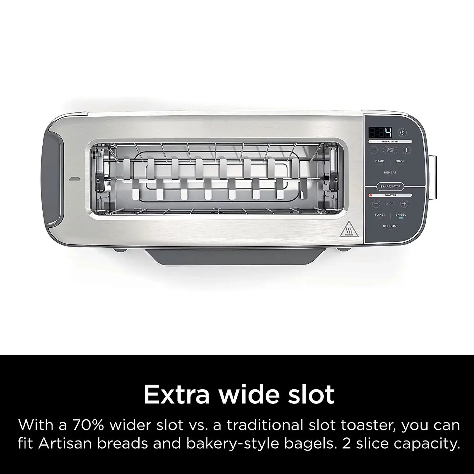 2-in-1 Flip Toaster Oven, Compact 2-Slice, Stainless Steel A284354