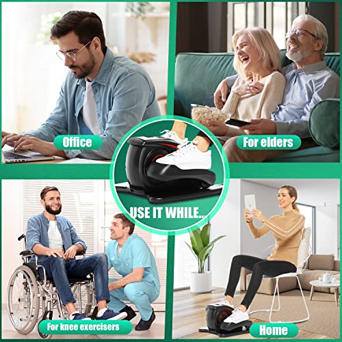 Under Desk Elliptical, Electric Leg Exerciser for Seniors Adults, Quiet Portable Seated Foot Pedal with Remote Control G7774