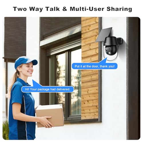 Solar Security Cameras Wireless Outdoor, 2K Pan/Tilt 360° View, WiFi, AI Motion Detection, Color Night Vision L50490