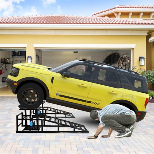 Heavy Duty Steel Hydraulic Car Ramps for Oil Change, 2 Pack J984