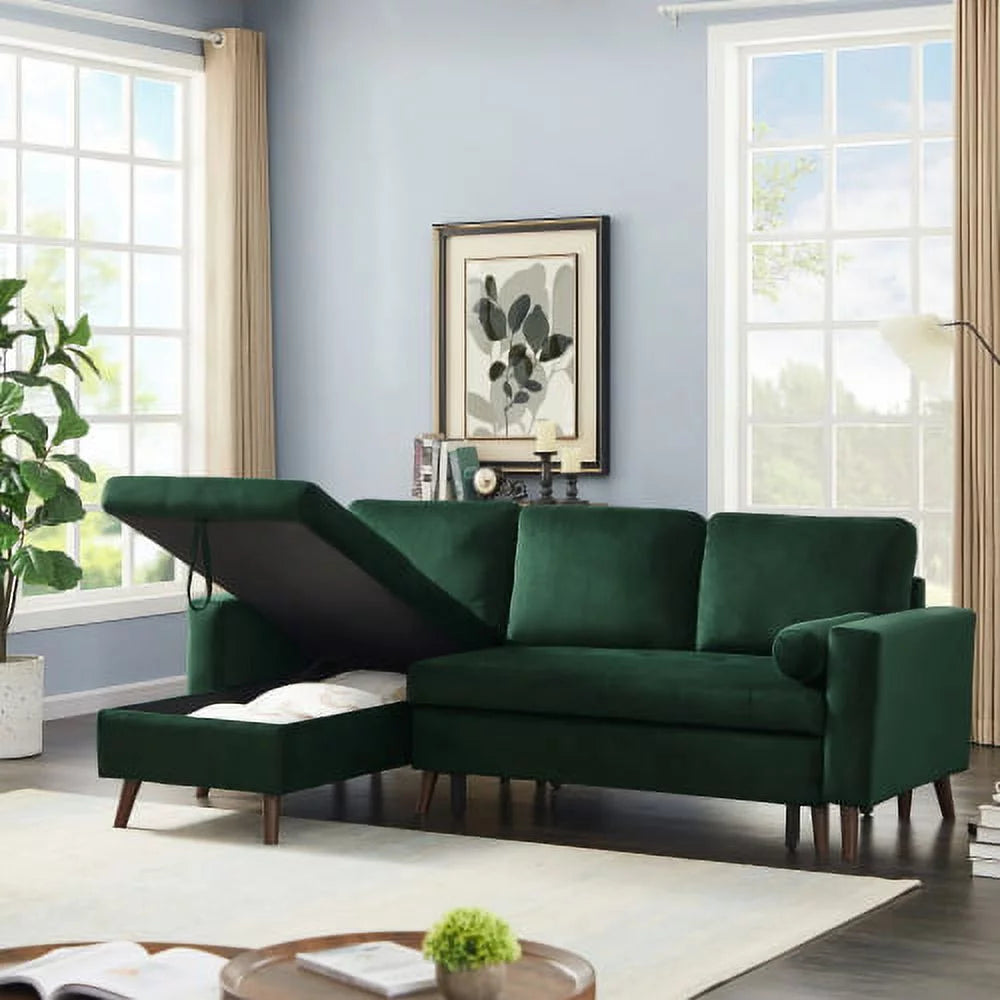 Reversible Pull Out Sleeper Sectional Sofa Bed with Storage Y750395