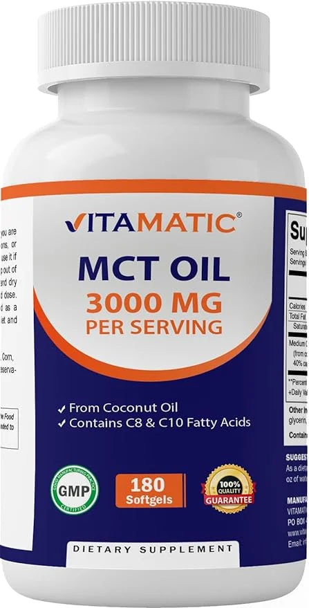 MCT Oil Capsules 3000 mg per Serving, 180 Softgels I429649