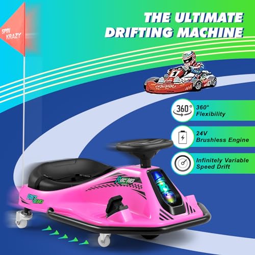 24V Electric Drifting Go Kart for Kids with Brushless Motor, Pink G891