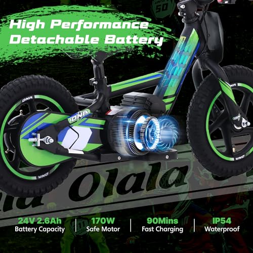 Electric Dirt Bike for Kids Aged 3-6, 170W Motor, 24V Battery, 12IN Tires M30914