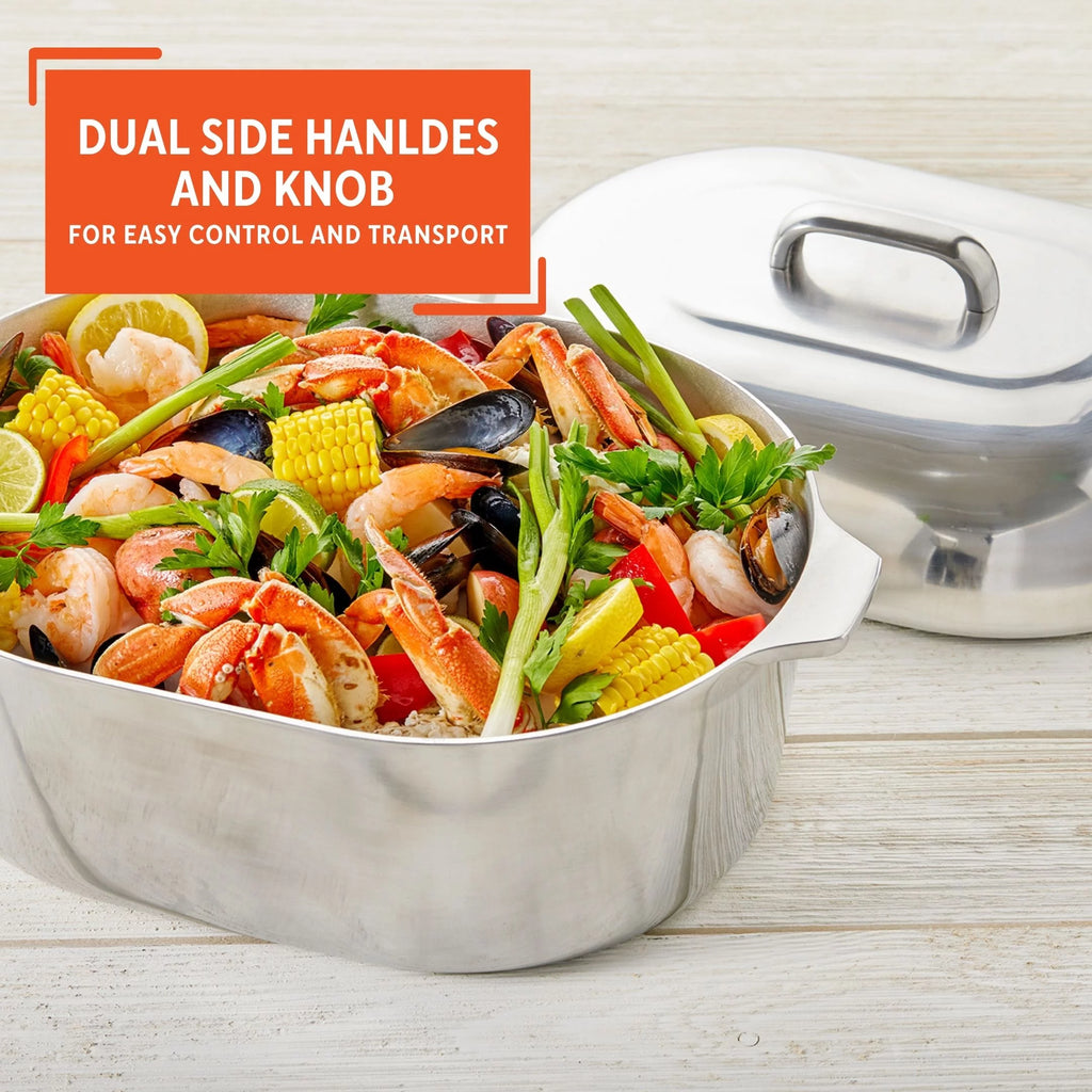 Cast Aluminum Oval Roaster Pan with Lid and Roasting Tray D325