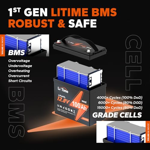12V 100Ah LiFePO4 Battery Group 31 with Built-in 100A BMS N133