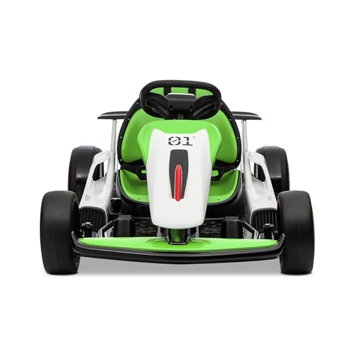 Kids Go Kart, 24V Electric Drift Car with Dual 200W Motors, 2-Speed, White B188186