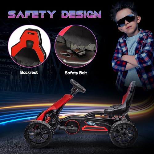 12V Electric Go Kart for Kids, Outdoor Ride-On Toy with Adjustable Speed A571780