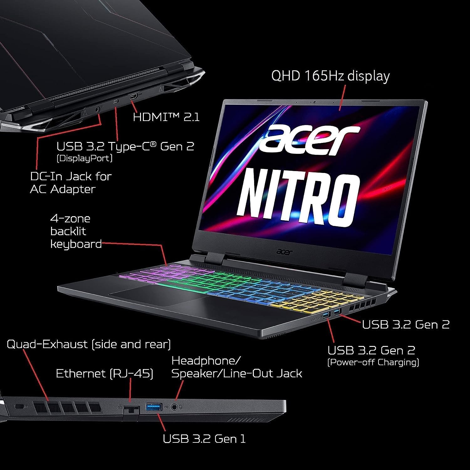 Gaming Laptop, 15.6" 165 Hz IPS Display, AMD Ryzen 7, RTX 3070 Ti, 16GB RAM, 1TB SSD F852
