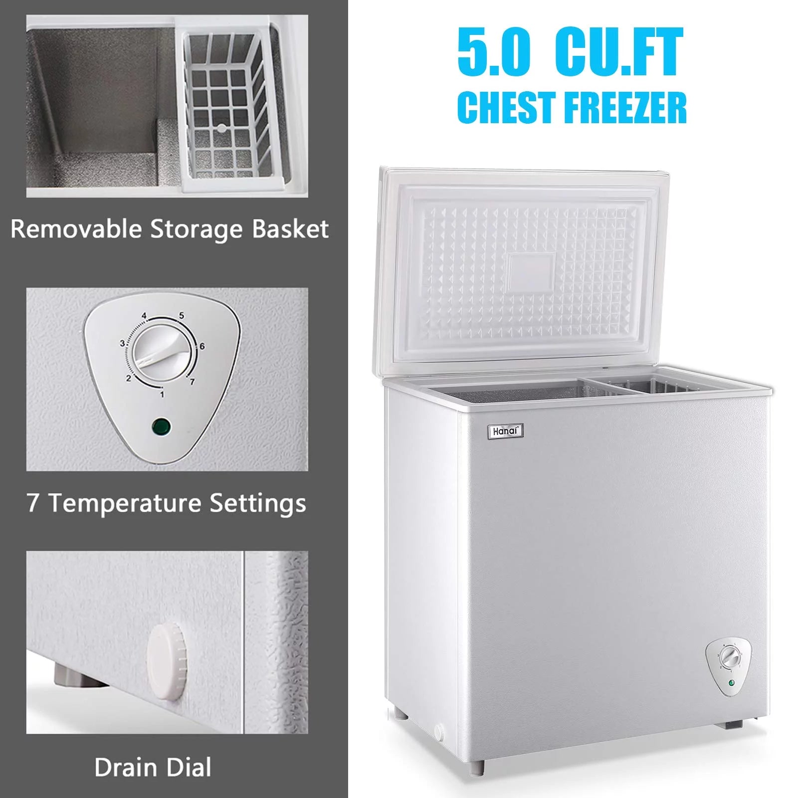 Chest Freezer, 5 Cu.ft, White Q532