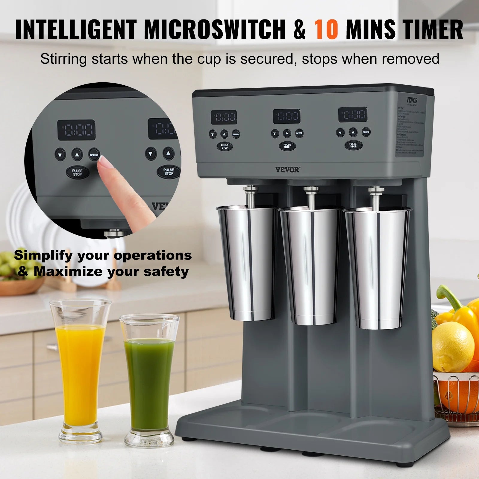 Milkshake Maker Stainless Steel Electric Blender with LED U640459