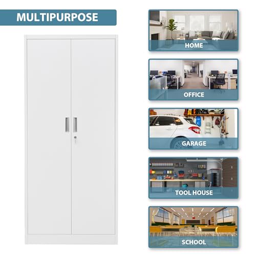 Metal Storage Cabinet with Adjustable Shelves, White W537131