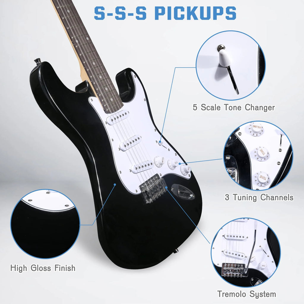 39 Inch Electric Guitar Starter Kit with Amplifier and Accessories R33923