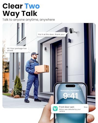 Wireless Outdoor Security Camera 2K Battery Powered WiFi, AI Motion Detection, Color Night Vision, IP66 Waterproof, 4 Pack R2584