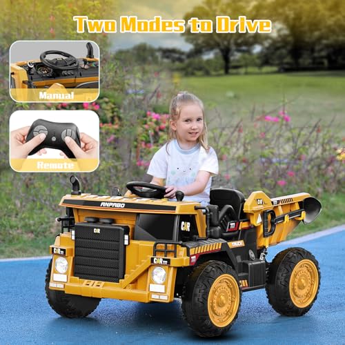 Ride on Dump Truck with Remote Control, Electric Dump Bed, Music Player B413