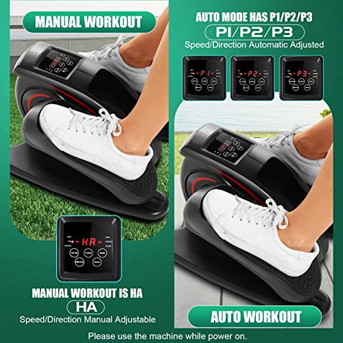 Under Desk Elliptical, Electric Leg Exerciser for Seniors Adults, Quiet Portable Seated Foot Pedal with Remote Control G7774