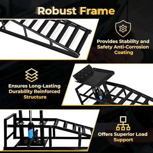 Heavy Duty Steel Hydraulic Car Ramps for Oil Change, 2 Pack J984