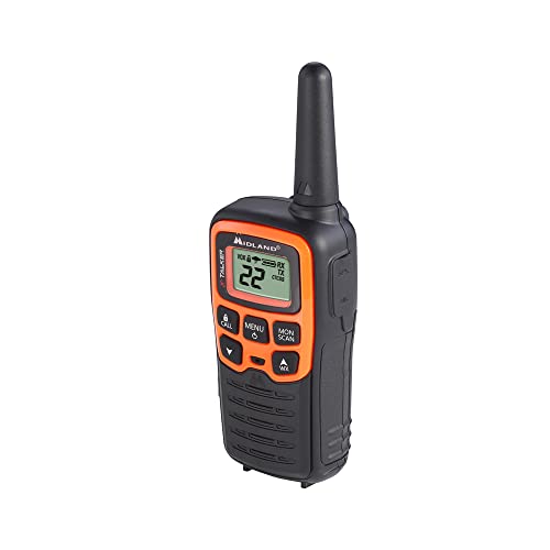 Spotting and Recovery Walkie-Talkie Long Range FRS Two Way Radio for Kids Caravanning with NOAA Weather Alert, 38 Privacy Codes, Black Orange 2 Pack L626895