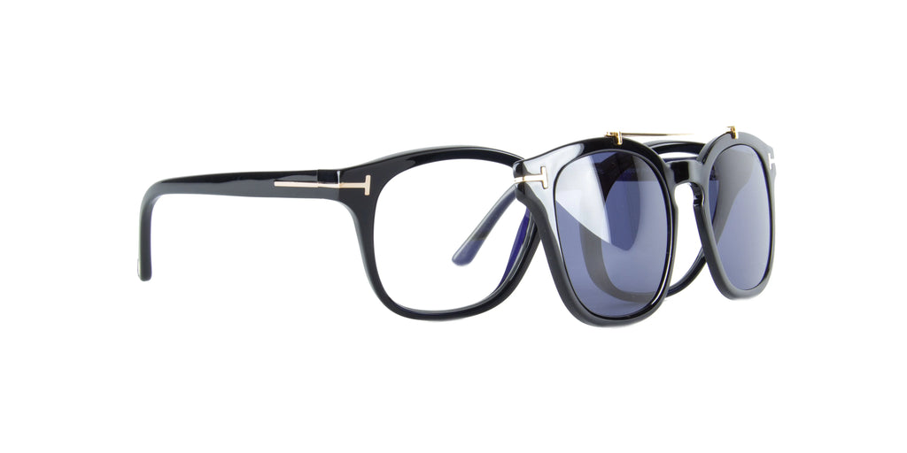 Black Blue Block Eyeglasses with Clip R641