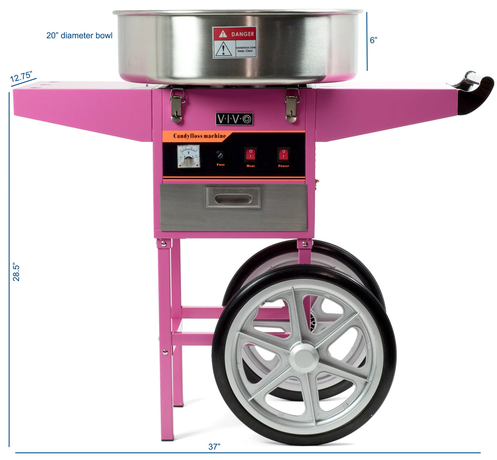 Cotton Candy Machine with Pink Cart Stand I59495