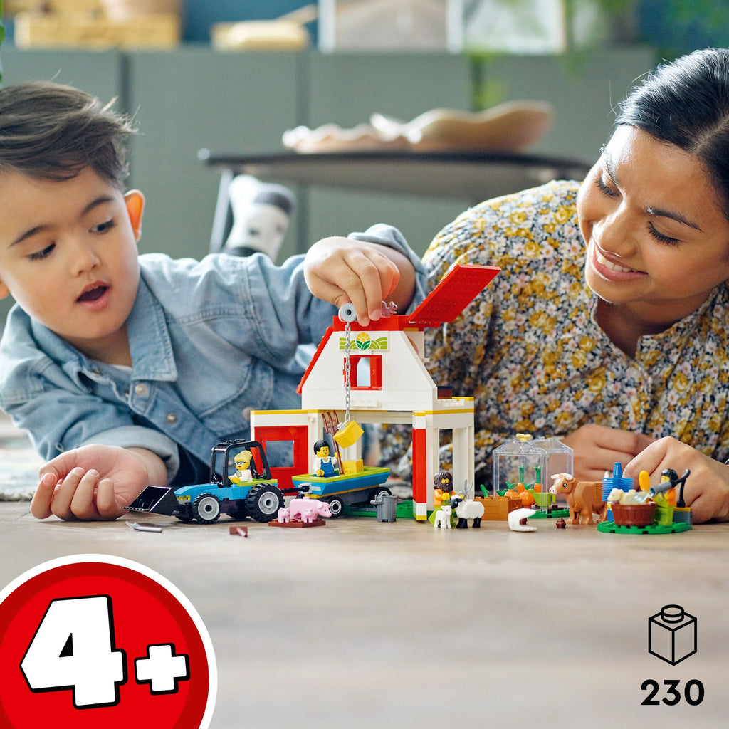 Barn & Farm Animals Playset with Tractor and Trailer W497