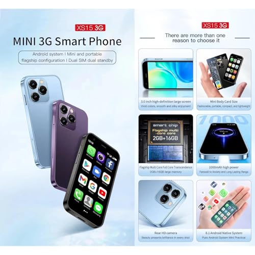 Mini Smartphone 3.0 Inch Unlocked 3G Dual SIM Mobile Phone (Purple) T14959