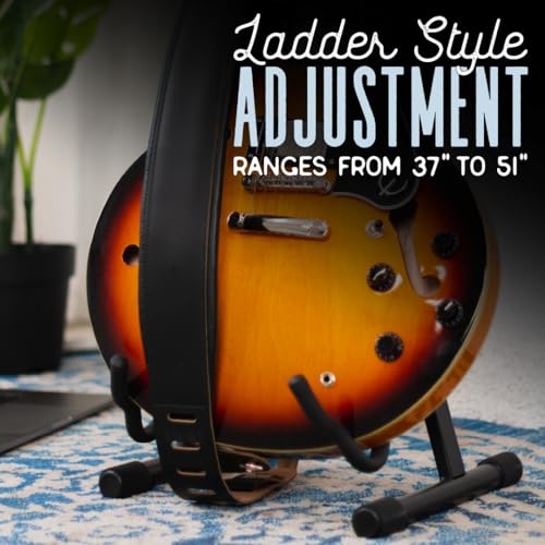 3" Wide Leather Guitar Strap with Foam Padding, Black L93354