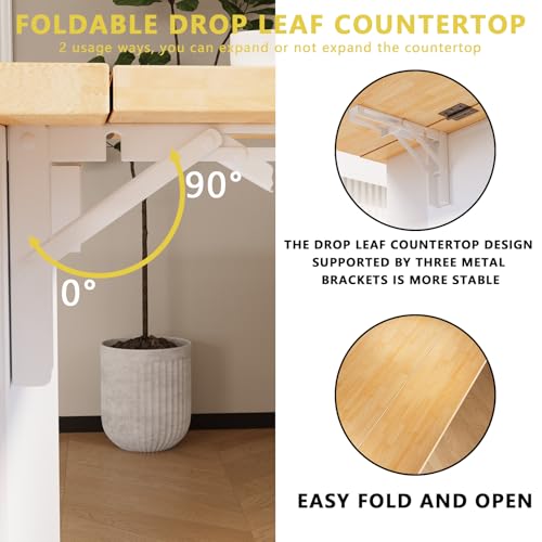 Movable Kitchen Island with Drop Leaf and Power Outlet J472
