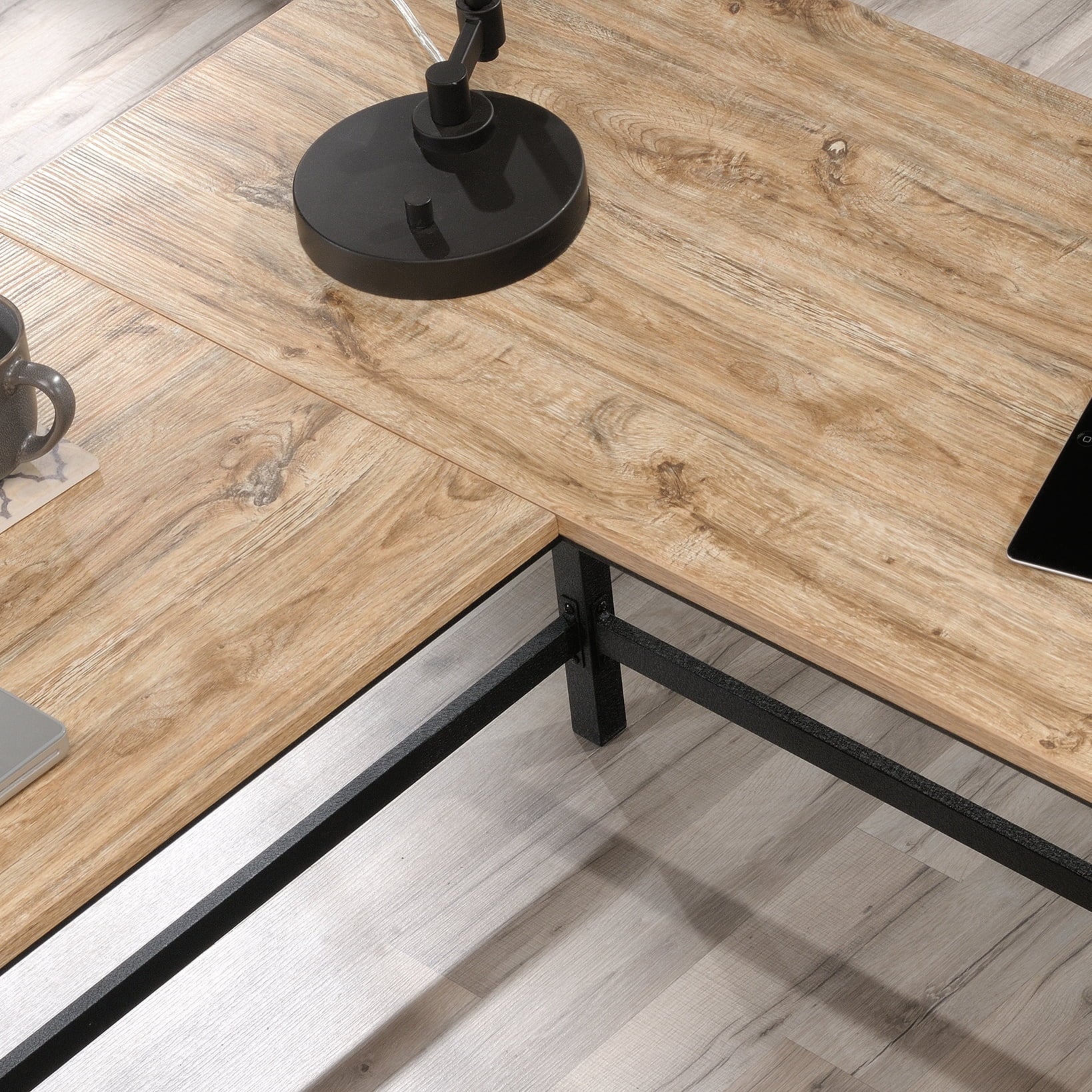 L-Shaped Desk, Milled Mesquite Finish C89994