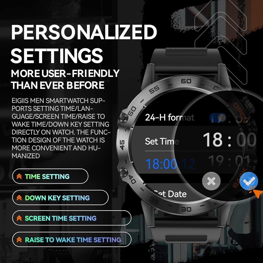 Military Smart Watch with HD Screen Heart Rate Monitor Fitness Tracker, Black T311