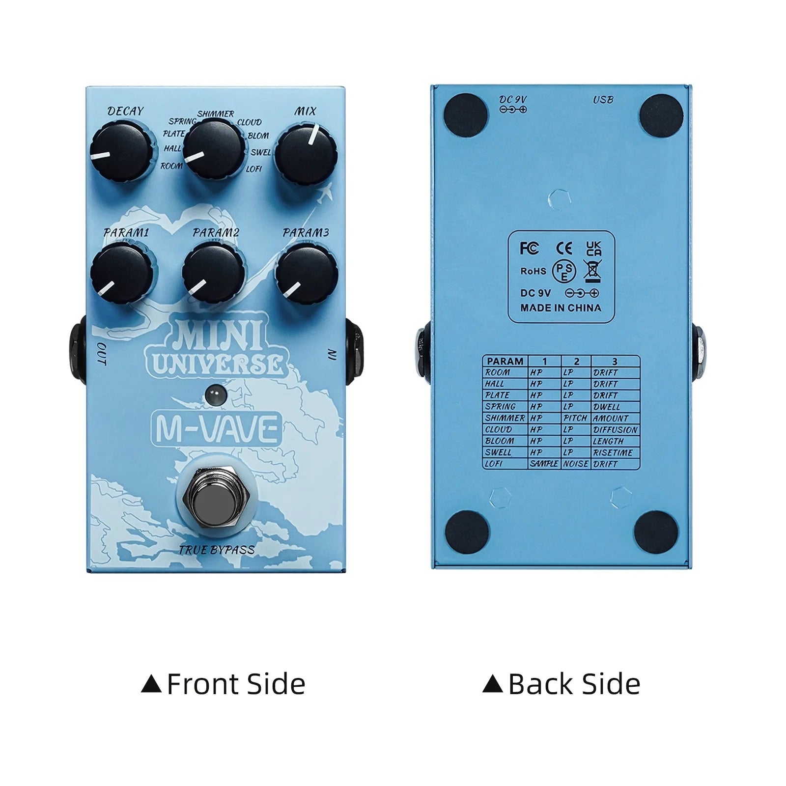 Guitar Effect Pedal 9 Mode Reverb for Guitar Bass O106