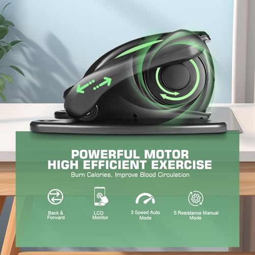 Under Desk Elliptical, Electric Leg Exerciser for Seniors Adults, Quiet Portable Seated Foot Pedal with Remote Control G7774