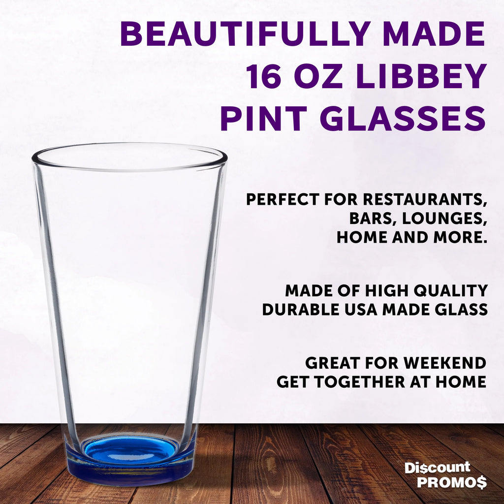 Heavy Duty Beer Pint Glasses 16 oz, Set of 10, Blue R95657