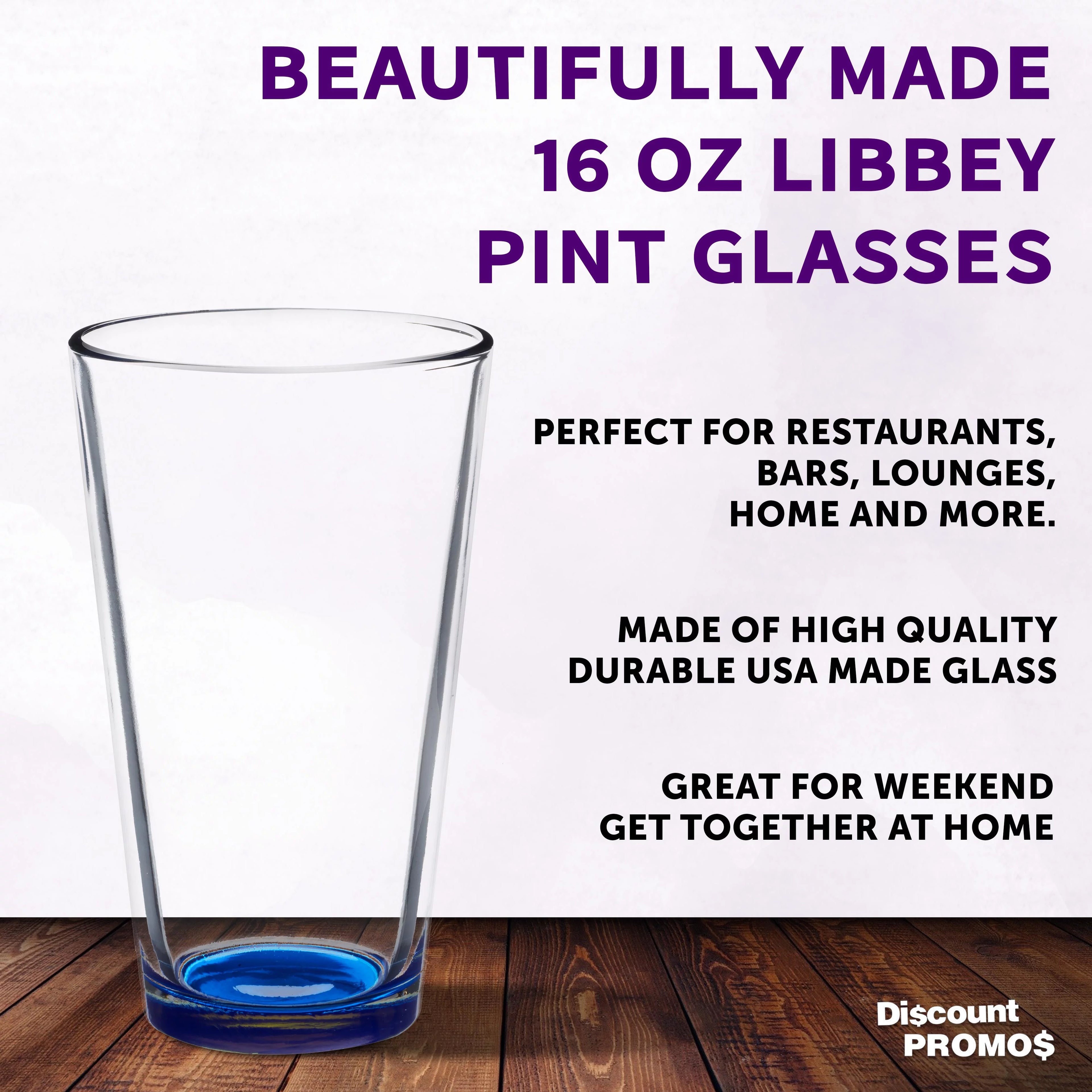 Heavy Duty Beer Pint Glasses 16 oz, Set of 10, Blue R95657