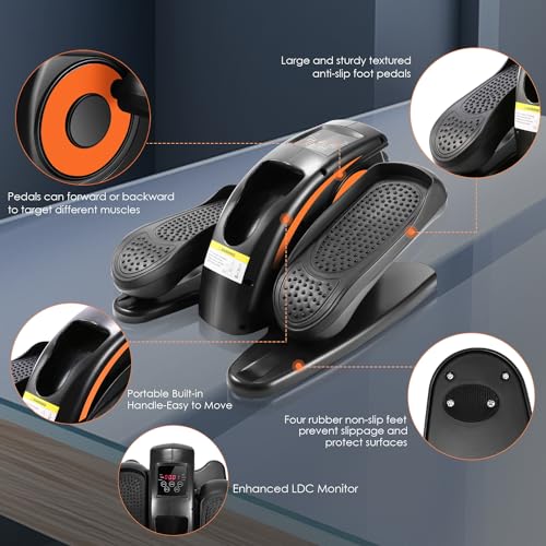 Under Desk Elliptical Machine - Quiet Pedal Exerciser for Seniors, Office & Home N263